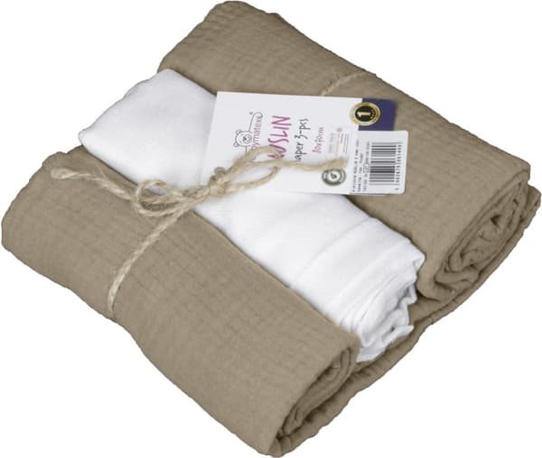 Blöjor 3-pack i ask 70x80 MUSLIN Brun