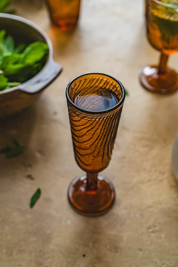 CHAMPAGNEGLAS, TRÆSKIVEMØNSTER, ARBRE BRUN DESIGN