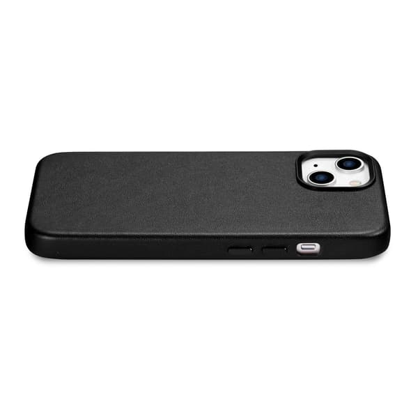 iCarer Case Læderetui i ægte læder til iPhone 14 Plus sort (MagSafe-kompatibel)