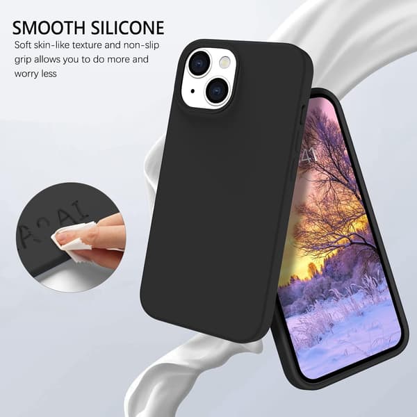 ETUI TIL APPLE IPHONE 14 SILIKONE SORT STÆRK A2882 A2649 A2881