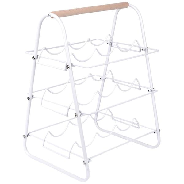 Metallinenapuki valkoinen 9 pullolle 33x29x46 cm