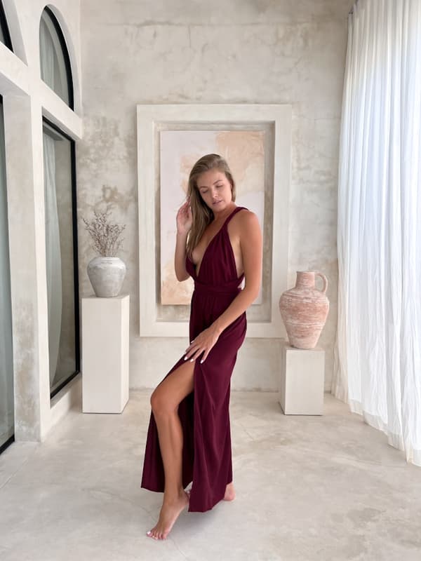 Wrap kjole TINA Bordeaux