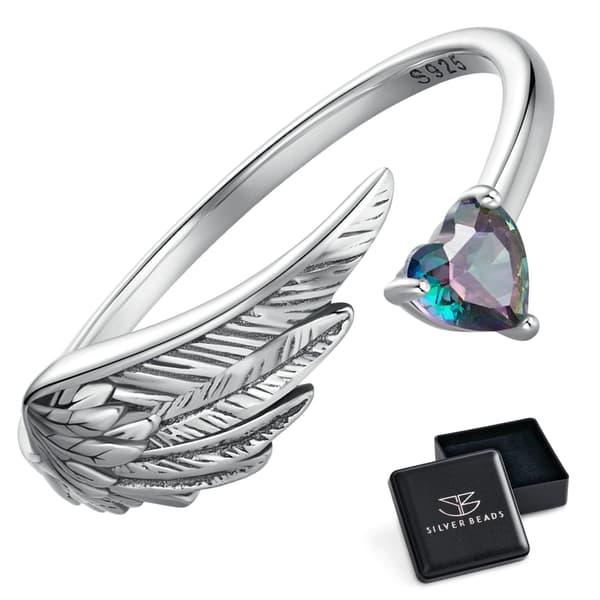 Silver universalring ÄNGLAVINGE och hjärta silver 925