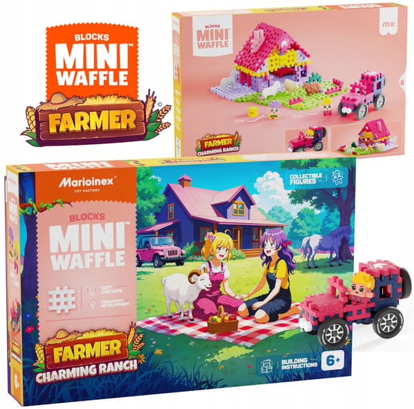 Marioinex WAFFLE mini FARMER-klossar - Charmig ranch, 112 bitar
