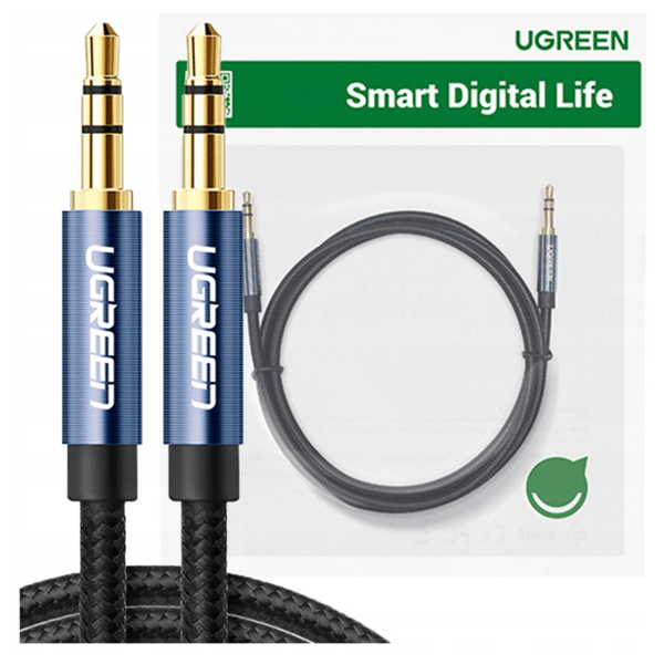 Kabel mini-jack 3,5mm UGREEN AV122, AUX, 1m (sort)