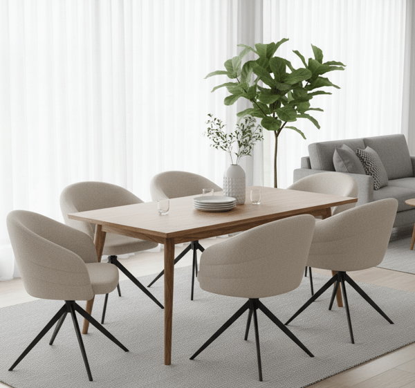NUBI klädd snurrstol, beige tyg