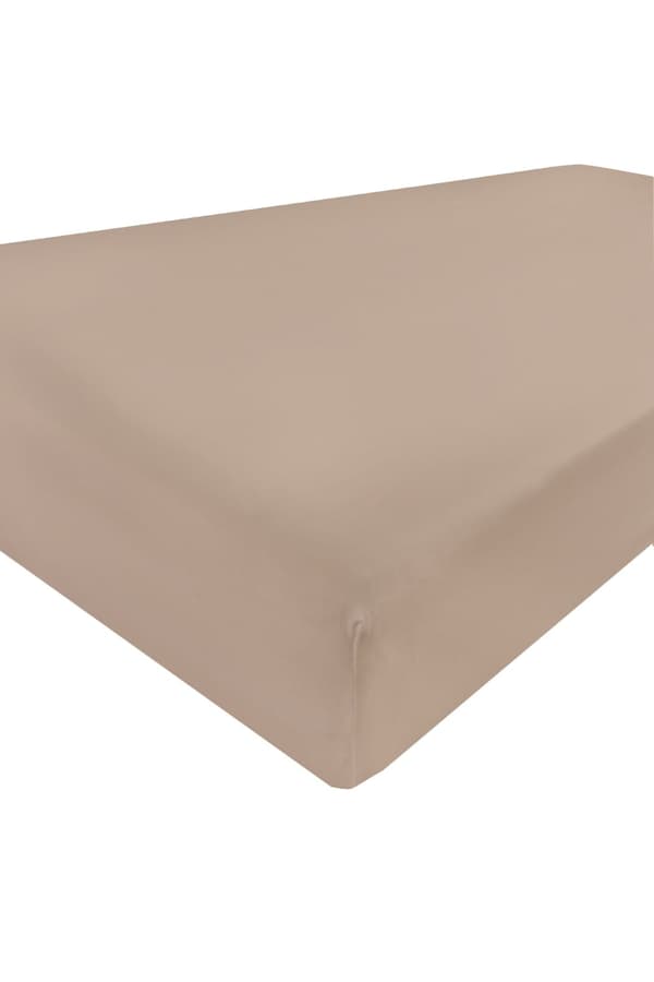 Satin-stræklagen med guld elastik 90/100x190/200x25 Beige