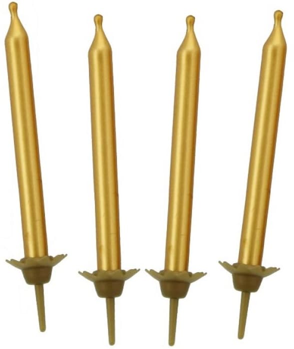 Födelsedagsljus med stativ GULD 5cm 10st.