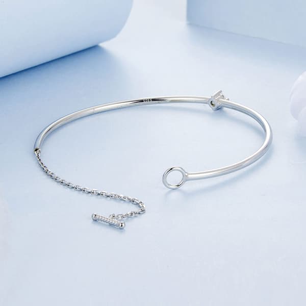 Stift armband med kristall, 925 silver, 18 cm