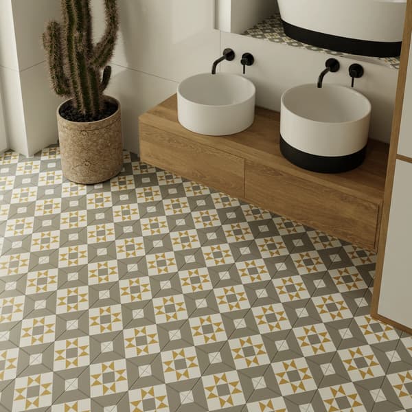 Dekorativ stengodsplatta Patchwork viktoriansk ELMER 20x20 cm klass I