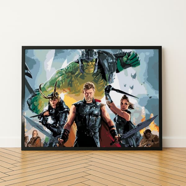 MALERI EFTER TAL MED RAMME Billeder til maleri - Thor Ragnarok 50x40 cm