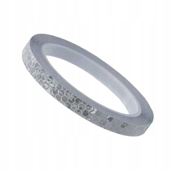 Reflekterande självhäftande tejp 8m x 1 cm silverfärgad, för fälg, båge, hjälm
