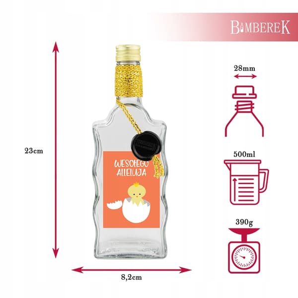 5x Flaskor för PÅSKLIKÖR Presentflaska FALA 500ml dekorerad 0,5l