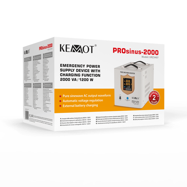 Kemot PROsinus 2000 UPS nødstrømforsyning 12V/230V 2000VA/1200W
