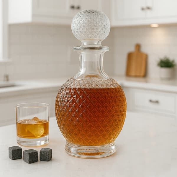 5x Glaskaraff LUNA 1L för Likörer Alkohol Presentglasflaskor
