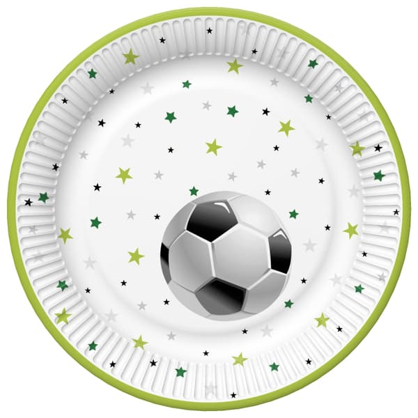 Sæt med tallerkener, kopper, servietter, FODBOLD