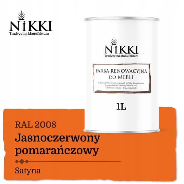 Färg för köksfrontar rödorange RAL2008 satin 1L