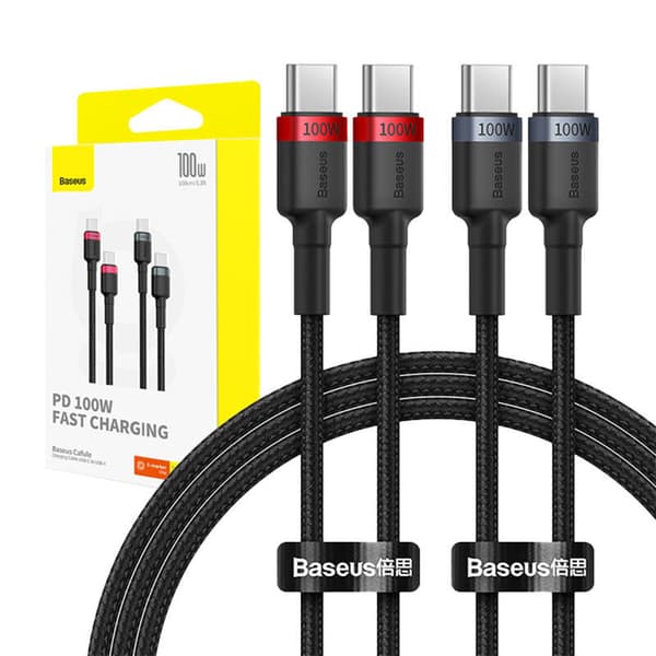 Baseus Cafule USB-C - USB-C -kaapeli 100W, 1m, 2 kpl (puna-musta, harmaa-musta)
