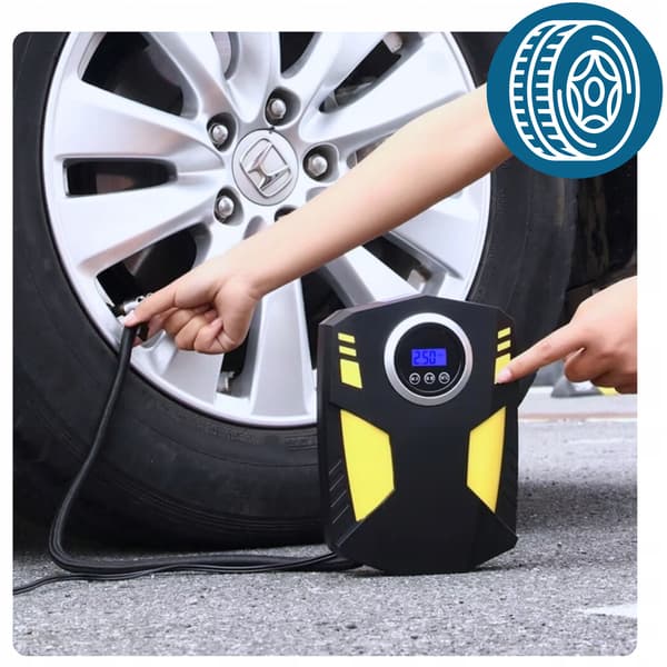 BILKOMPRESSOR Pump Kompressor 12V cykel LED LCD 120W 30L/min