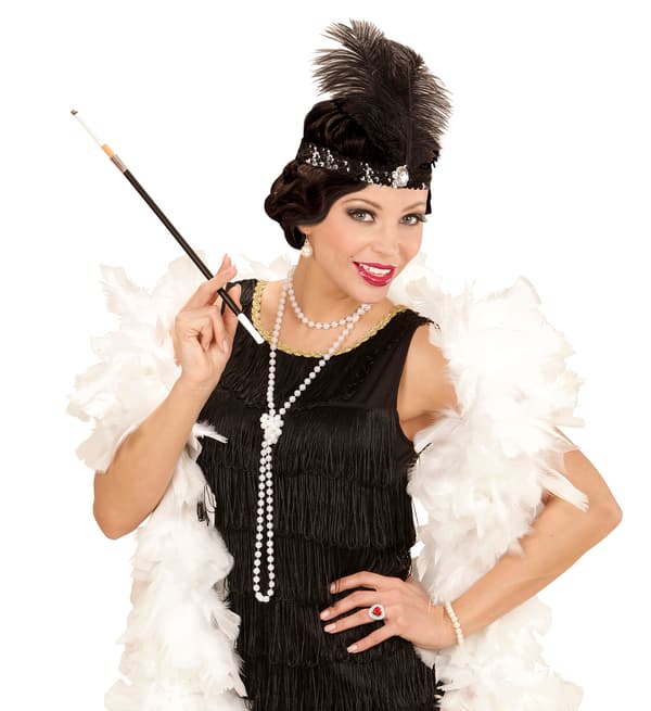 Naisten musta retro 1920-luvun flapper-setti