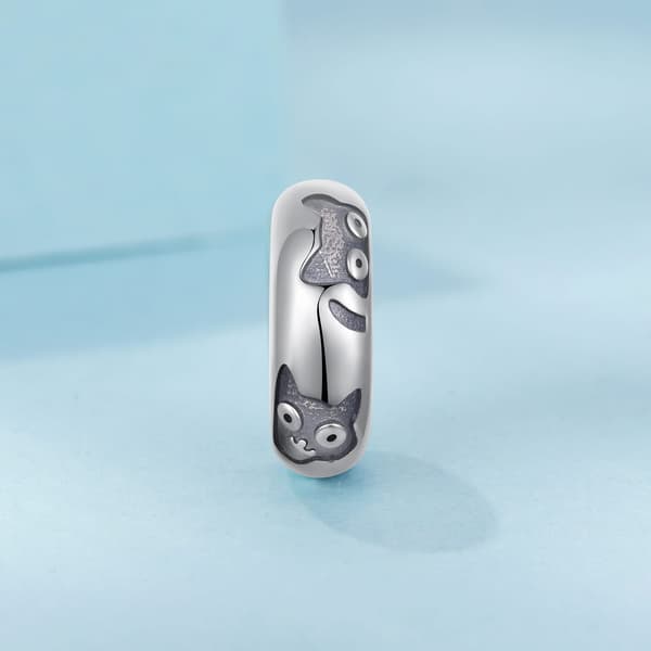 Silverproppberlock med katter, propp till armband, silver 925