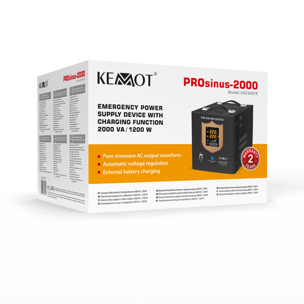 Kemot PROsinus 2000 UPS nødstrømforsyning 12V/230V 2000VA/1200W