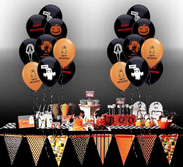 Halloween-setti, ilmapallot, banneri