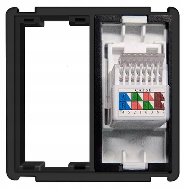 Vægstikkontakt LAN-modul RJ45-system RTX SH sort