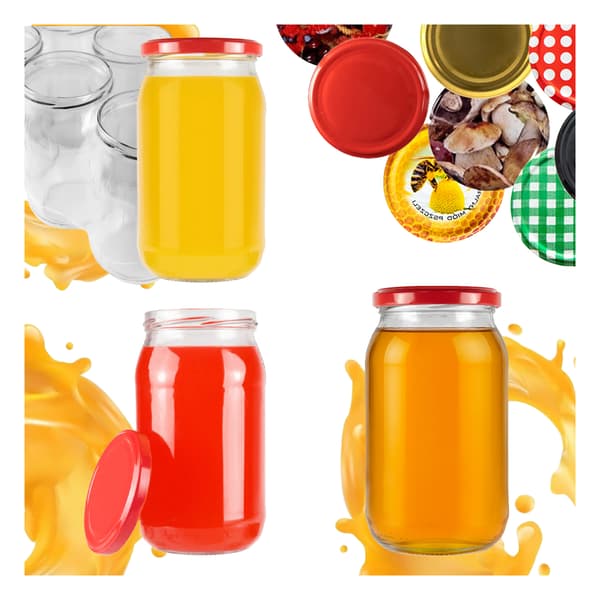 48x Burkar 815ml för honung, sylt, gurkor, konserver, glasburkar + lock, diameter 82