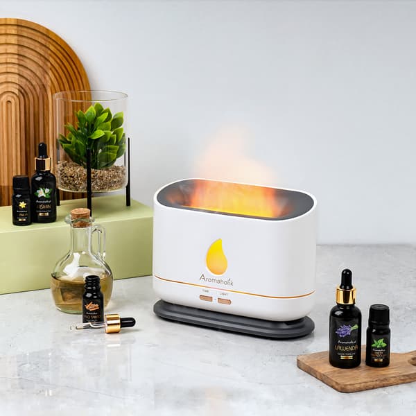 LED æterisk olie aromadiffuser - FLAMMEEFFEKT