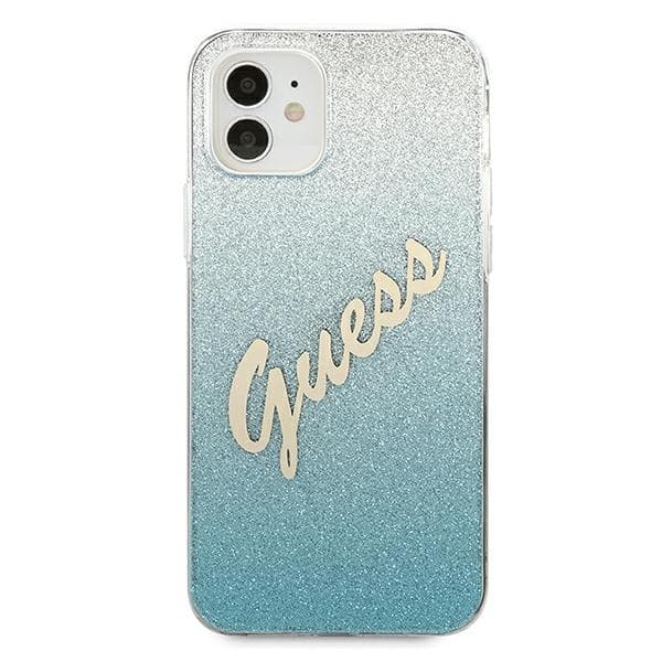 Guess GUHCP12SPCUGLSBL iPhone 12 mini5,4 sininen/sininen kovakuori Glitter Gradient Script