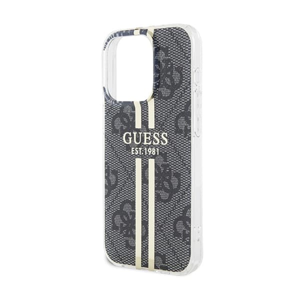 Guess IML 4G Guldstribet - iPhone 15 Pro Etui (Sort)