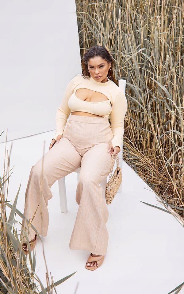 PRETTYLITTLETHING PLUS BEIGE PUSER XL 1Z5G1_B*