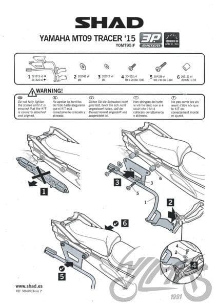 Shad 3p Side Case Brack til Yamaha MT 09, Tracer