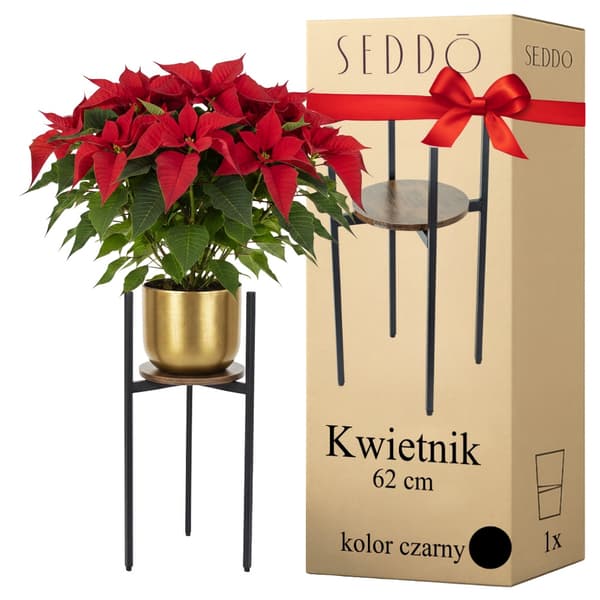 Stående blomställning i metall, träloft, hög, 62 cm, blomställning, växter