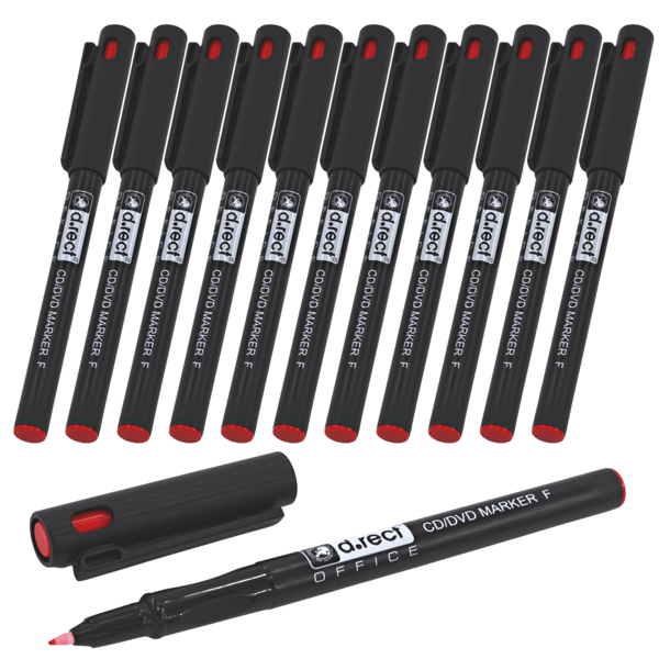 Permanent fineliner tusch rød 12 stk