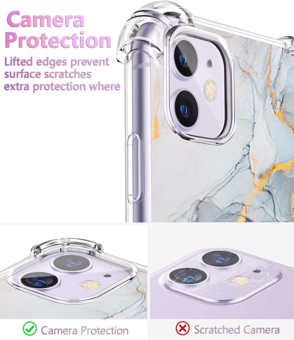 ETUI TIL APPLE IPHONE 11 FLEKSIBELT GRÅ GULD BLÅ MARMOR GLAMOUR