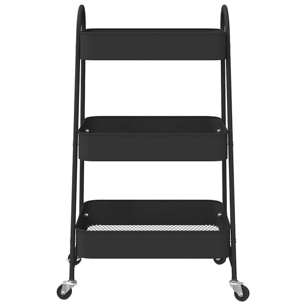 vidaXL 3-lags opbevaringsvogn sort 42x41,5x77 cm