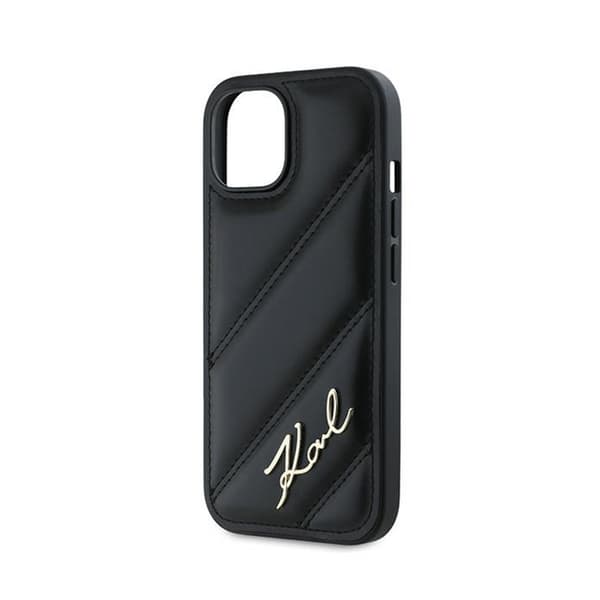 Karl Lagerfeld Diagonal Quilted Script - iPhone 15 Plus / 14 Plus -suojakuori (musta)