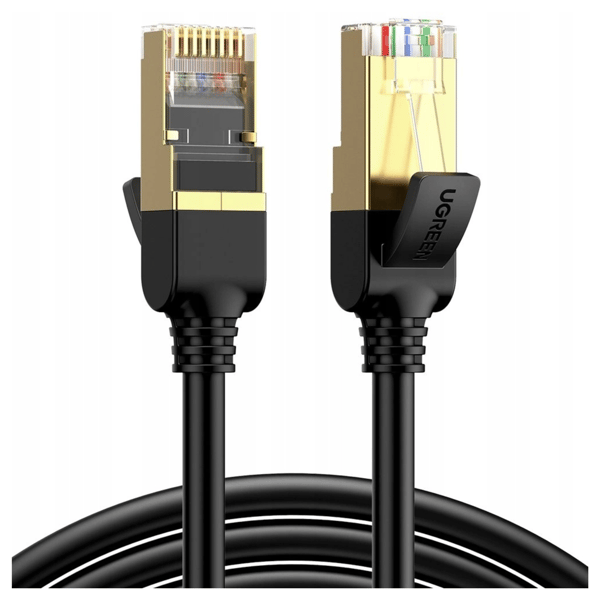 UGREEN NW107 Ethernet RJ45 Rundt Netværkskabel, Cat.7, STP, 5m (Sort)