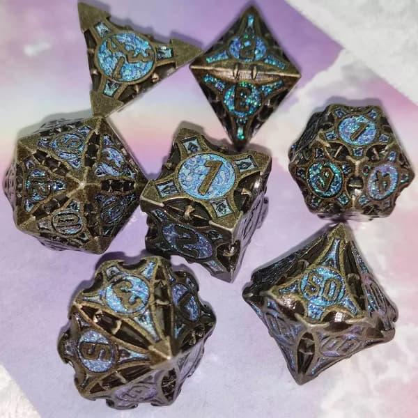 Galactic Portal RPG-tärningar i set med 7 metalltärningar