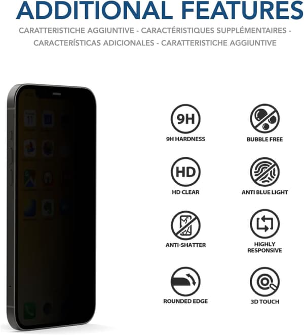 Härdat glas för Apple iPhone 14 Pro, solidt antispionskydd