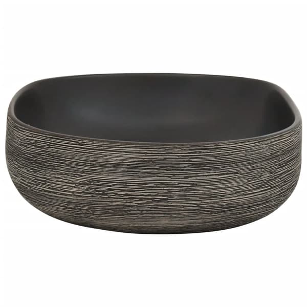 vidaXL bordvask, grå og sort, oval, 59x40x14 cm