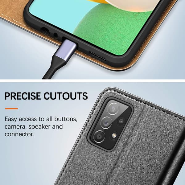 COVER TIL SAMSUNG GALAXY A52 5G/4G SORT LUKKET MED KLAP