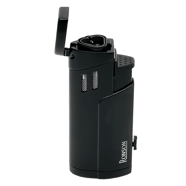 RONSON CYCLON BLACK 3 JET lighter med cigarpunch, glødetråd