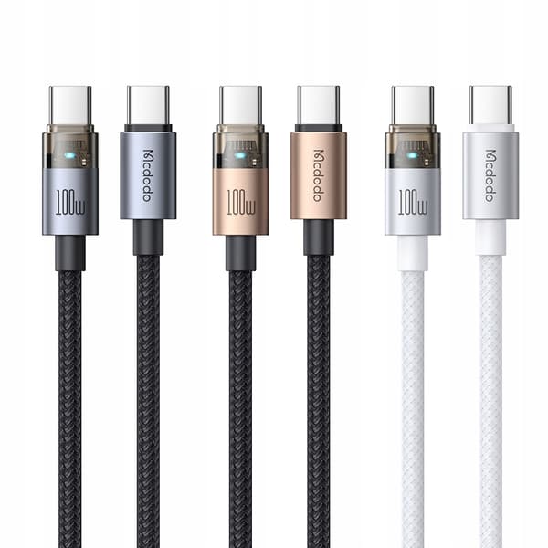 MCDODO USB-C-KABEL SNABBLADDNING USB TYP C 5A 100W 1M LED GULD