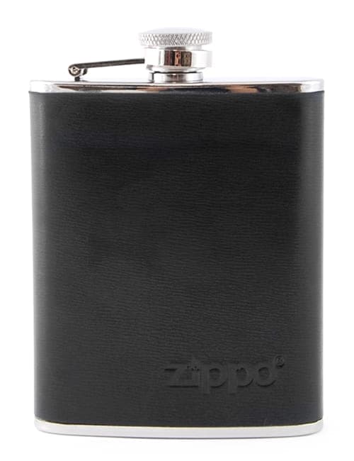 ZIPPO STÅL SVART LÄDER flaska 180ml