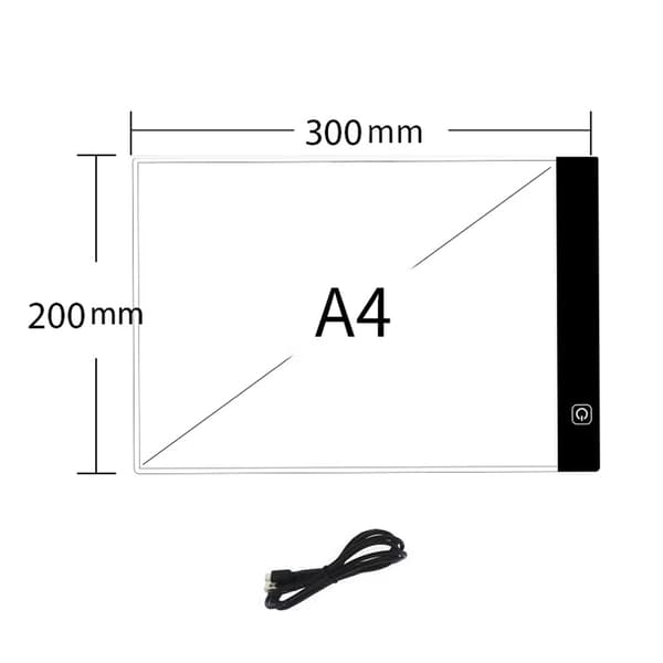 Belyst LED-ritbräda i A4-format STRADO tunn för ritning, kalkering och design