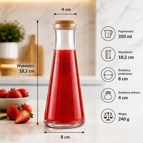 5x Londonkaraff 350ml glasflaskor för juice, alkohol, olja, vatten, present