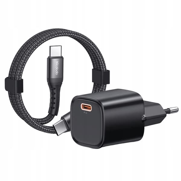 MCDODO SNABB VÄGGLADDARE USB TYP C NÄMFÖRING 30W + USB-C KABEL 1M